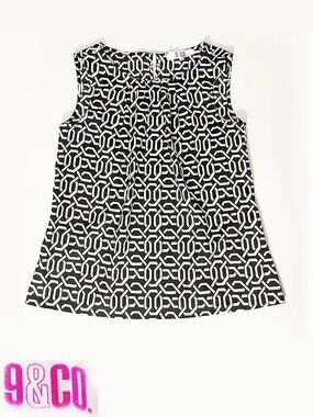 9 & Co. Dressy Sleeveless Top w/Abstract Black & White Pattern | Size XS | EUC